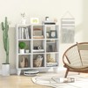 Tangkula 9-Cube Open Bookcase 3-Tier Floor Standing Bookshelf with 4 Slanted Legs 6 Removable Shelves Brown/White - 2 of 4
