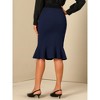 Allegra K Women's Fishtail High Waisted Peplum Midi Bodycon Skirt with Belt - 4 of 4