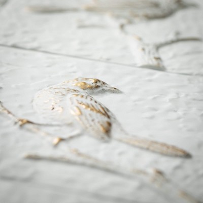 White and Beige Metal Bird Wall Sculpture, 30" x 30"