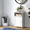 Tangkula Bathroom Floor Cabinet Single Door Side Cabinet w/ Open Compartment & 3-Position Adjustable Shelf White/Grey - image 2 of 4