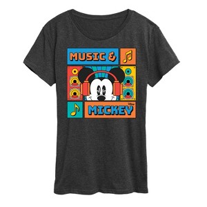 Women's - Disney - Mickey Mouse Music Headphones and Boxes Short Sleeve Graphic T-Shirt - 1 of 4