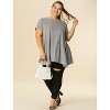 Agnes Orinda Women's Plus Size Ribbed Crew Neck Asymmetrical Hem Flowy Knit Casual Tunic Tops - 3 of 4