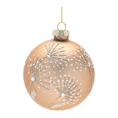 Champagne Floral Glass Ball Ornaments – Set of 12