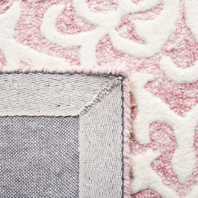 Pink and Ivory Floral Hand-Tufted Wool Area Rug, 8' x 10'