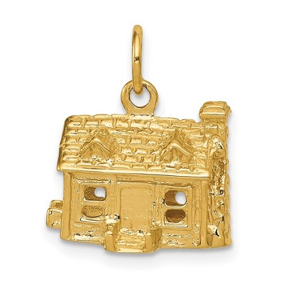 Black Bow Jewelry 14k Yellow Gold 3D House Pendant