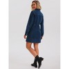 INSPIRE CHIC Women's Denim Button Up Collar Long Sleeve A-Line Above The Knee Length Jean Dresses - 4 of 4