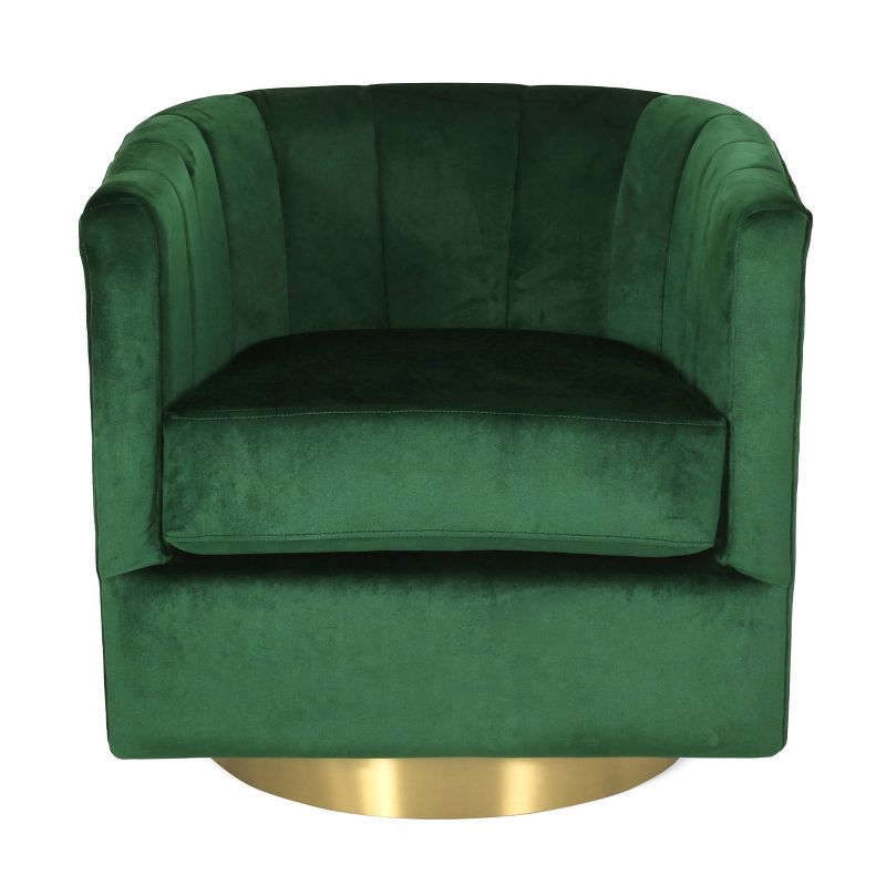 Conrail Modern Glam Channel Stitch Velvet Swivel Club Chair - Christopher Knight Home, 1 of 8