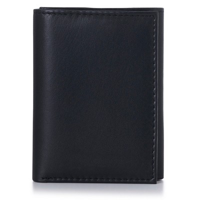 Alpine Swiss Mens Leather Flipout ID Wallet Bifold Trifold Hybrid Black