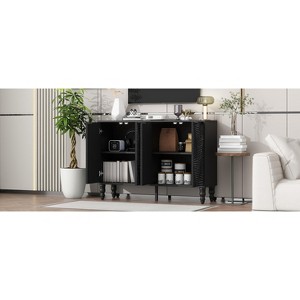 UNISOAR Modern TV Stand, Entertainment Center Media Console Black/White - 1 of 4