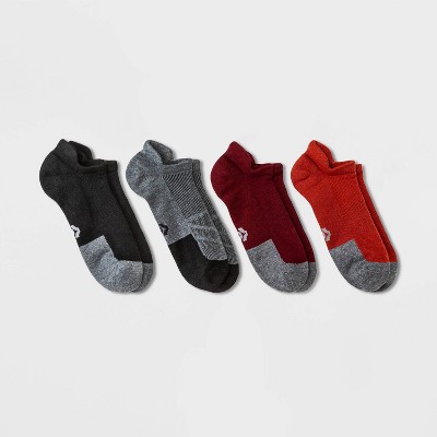 Photo 1 of Mens Running No Show Socks 4pk - All in Motion Dark Red/Burnt Orange/Gray/Black 6-12