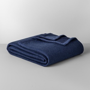 Twin Solid Sweater Fleece Bed Blanket Blue - Made By Design