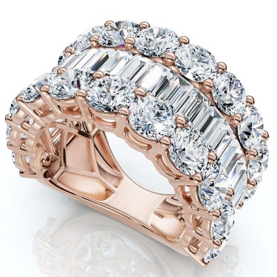Pompeii3 7.50Ct Baguette & Round Diamond Ring 10k Gold Lab Created
