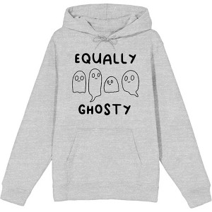 "Equally Ghosty" Kids Halloween Cartoon Ghosts Adult Long Sleeve Hoodie - 1 of 2