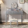 KWPZQEB Vanity Desk with Round Mirror and 4 Drawers, Makeup Vanity Table with Stool, Dressing Table for Bedroom Dressing Room - 2 of 4