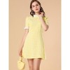 Allegra K Women's Summer Ruffle Neck Lace Panel Short Sleeve Check Gingham Dress - 2 of 4
