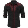 Men's Western Cowboy Shirt Long Sleeve Embroidered Casual Button Down Shirt with Pockets - 2 of 4
