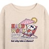 Women's - Peanuts - Hard Work Lightweight French Terry Wide Neck Long Sleeve Shirt - 2 of 4