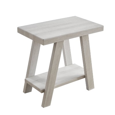Athens 14'' White Hardwood Rectangular Side Table with Shelf