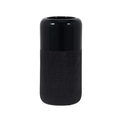 Sagebrook Home Ceramic Vase Contemporary Grooved Design Decorative Table Accent