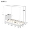 Bellemave Twin Size Wood LED Canopy Bed, Canopy Platform bed With Support Slats, No Box Spring Needed, White - 2 of 3