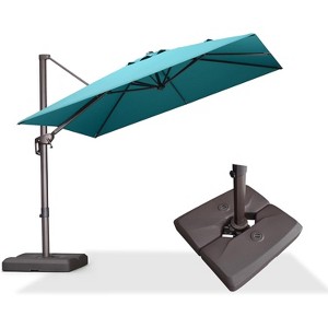 PURPLE LEA Cantilever Patio Umbrella with Base Included Square Umbrella with 360° Rotation and Aluminum Offset Hanging Outdoor Umbrella - 1 of 1