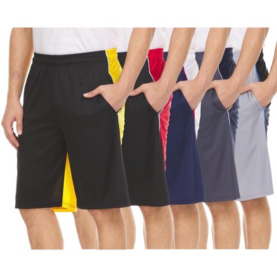 Mens Moisture Wicking Athletic Basketball & Gym Workout Shorts with Pockets Multipack, Up to 3XL, Pack of 5