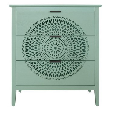 TIRAMISUBEST 3-Drawer Cabinet with Hollow-Carved Design, Dresser Storage Chest with Metal Handles for Entryway, Living Room, Bedroom