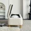Square Storage Ottoman Bench,Upholstered Velvet Fabric Ottoman Stool Seat With Safety Hinge,Gold Decoration Strip,Ottoman Stool Seat-Cuddlewood - 2 of 4