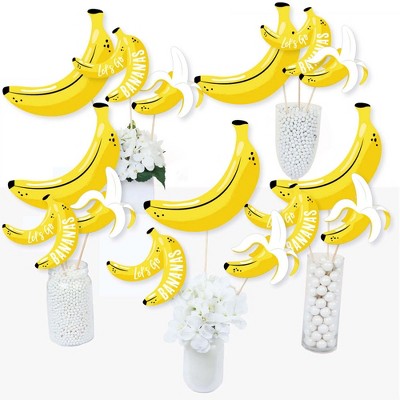 Big Dot of Happiness Let's Go Bananas - Tropical Party Centerpiece Sticks - Table Toppers - Set of 15