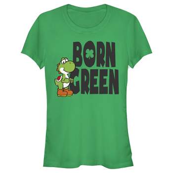 Juniors Womens Nintendo Super Mario Yoshi St. Patrick's Born T-Shirt
