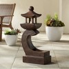Pagoda 31" High Large Zen Japanese Indoor Outdoor Decor Rust Stone Floor Fountain with Light LED Waterfall Outside Garden Patio Yard - 2 of 4