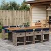 vidaXL Patio Dining Set, 8-Seater, Grey and Brown with Navy Cushions - 2 of 4