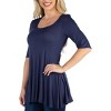 24seven Comfort Apparel Womens Elbow Sleeve Swing Tunic Top For Women - 2 of 4