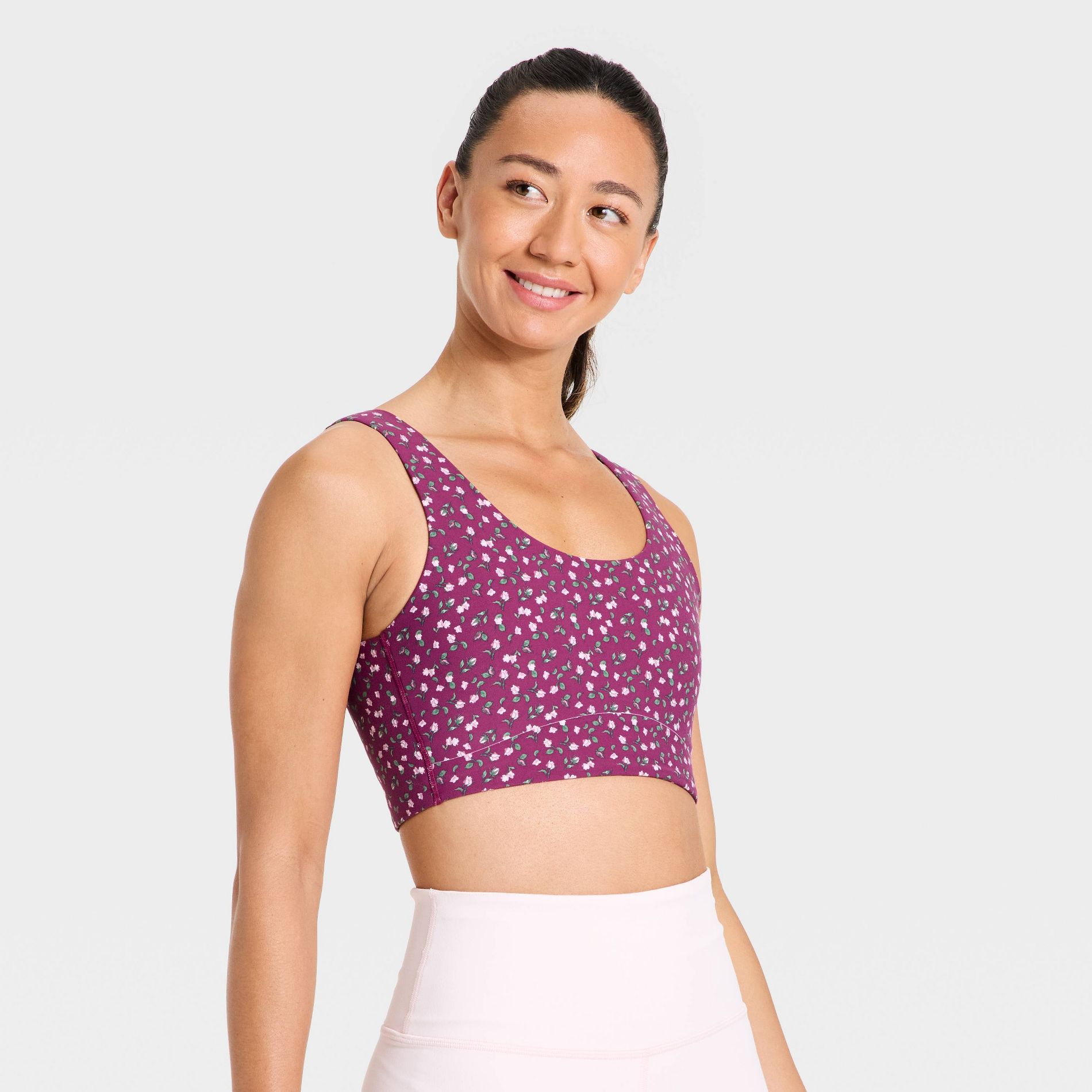 Women's Everyday Soft Medium Support Longline Sports Bra - All In Motion™ Dark Mauve
