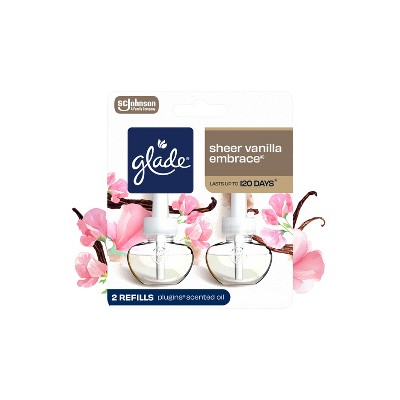 Glade PlugIns Scented Oil Air Freshener Plug In Refills - Sheer Vanilla Embrace - 1.34 fl oz/2pk: Paraben-Free, Electric-Powered