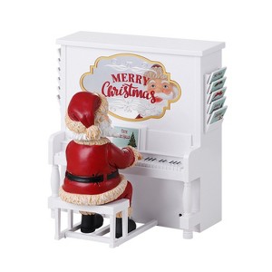 10 in. Animated Sing Along Santa with White Piano - 1 of 2