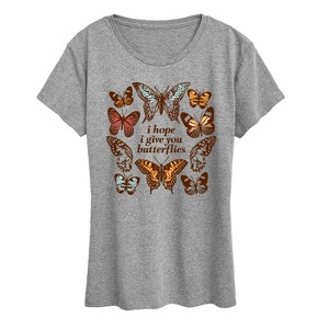 Women's - Instant Message - Give You Butterflies Short Sleeve Graphic T-Shirt - 1 of 4