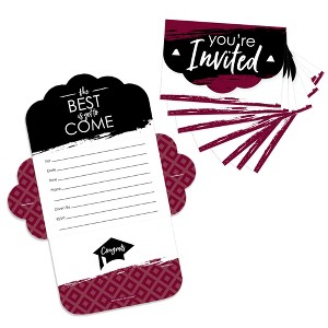 Big Dot of Happiness Maroon Grad - Best is Yet to Come - Fill-In Cards - Burgundy Graduation Party Fold and Send Invitations - Set of 8 - 1 of 4