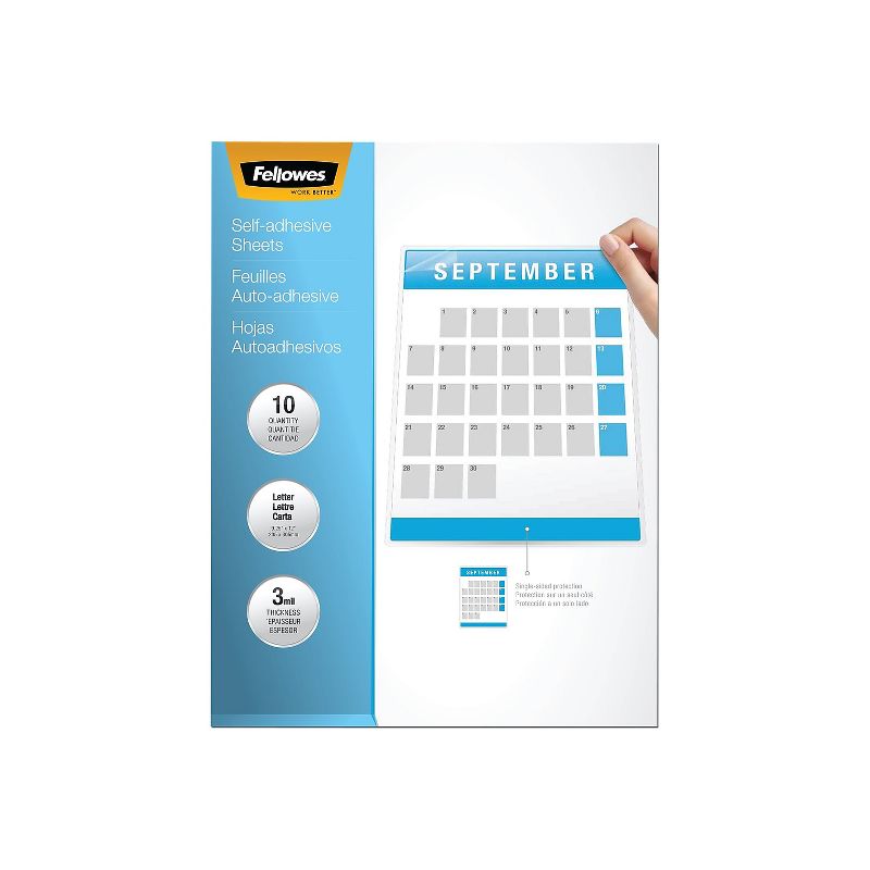 Fellowes Self-Adhesive Laminating Sheets 9" x 12" 10/Pack (5221501) 719627, 1 of 6