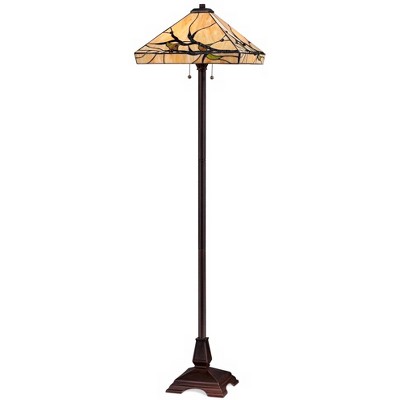 Robert Louis Tiffany Mission Floor Lamp Bronze Handcrafted Tiffany Style Stained Glass for Living Room Reading Bedroom Office