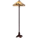 Robert Louis Tiffany Mission Floor Lamp 62" Tall Bronze Handcrafted Tiffany Style Stained Glass for Living Room Reading Bedroom (Colors May Vary)