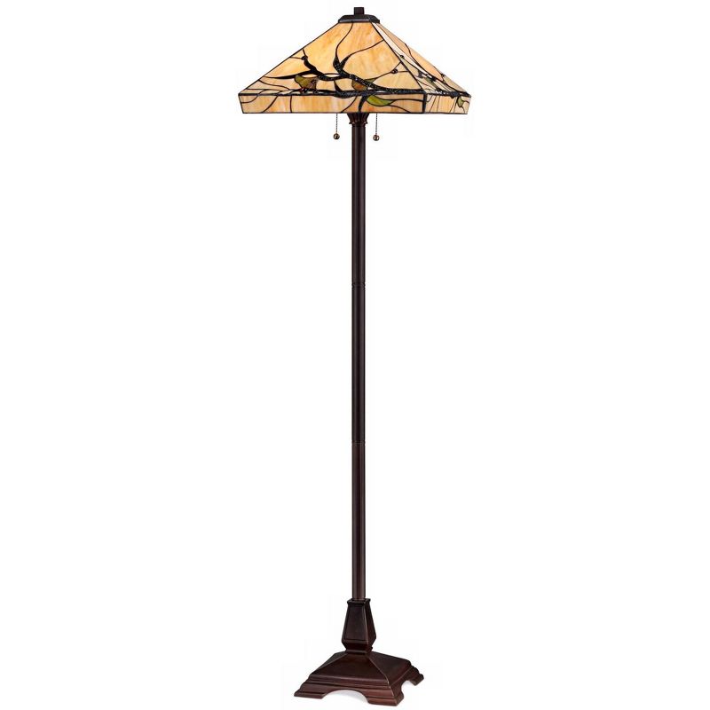 Robert Louis Tiffany Mission Floor Lamp 62" Tall Bronze Handcrafted Tiffany Style Stained Glass for Living Room Reading Bedroom (Colors May Vary), 1 of 9