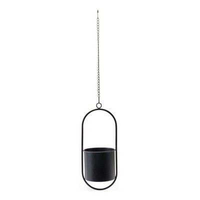 Black Metal Modern Hanging Planter Set with Frame