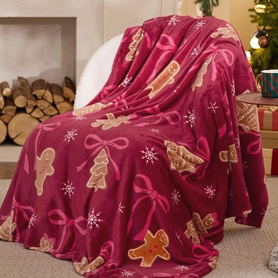 Christmas Throw Blanket for Couch - Soft and Warm Gingerbread Throw Blanket Christmas Decoration Gifts for Women