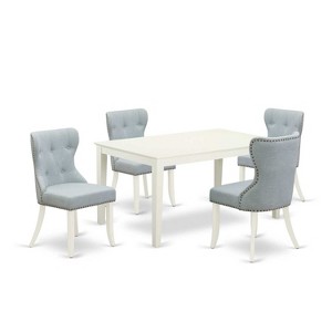 5-Piece Linen White Finish Solid Wood Top - Dining Room Set Seats-4 - 1 of 4