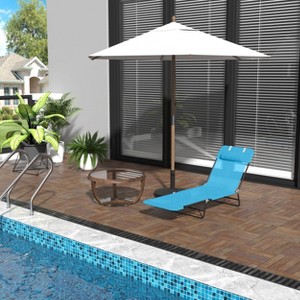 TIRAMISUBEST Folding Chaise Lounge Chair with Adjustable Reclining Back, Breathable Mesh Seat & Headrest for Pool, Beach, Yard, Patio - 1 of 4