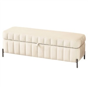 Tramull Velvet Upholstered Storage Bench with Metal Legs, Multi-Functional Footstool Ottoman for Bedroom, Living Room & Entryway - 1 of 4