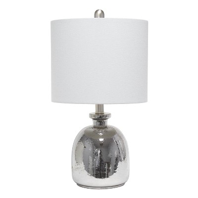Hammered Glass Jar Table Lamp with Linen Shade Metallic Gray - Lalia Home
