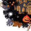 Northlight Orange and Black Haunted House Halloween Wreath, 24-Inch, Unlit - 4 of 4