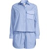 Lands' End Women's Cotton Poplin 2 Piece Pajama Set - Long Sleeve Top and Shorts with Piping - 3 of 4